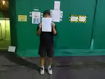 08/25(水) 男子シングルス 中級 優勝＜トマトインドアテニスクラブ＞